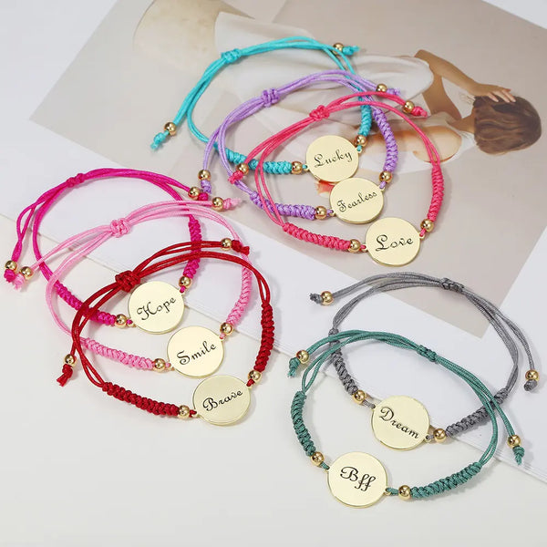 Inspirational Word Charm Friendship Bracelets - Adjustable and Colorful Cord
