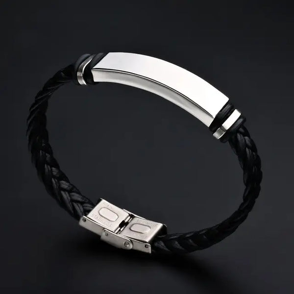 Men's Luxury Stainless Steel and Braided Leather Bracelet