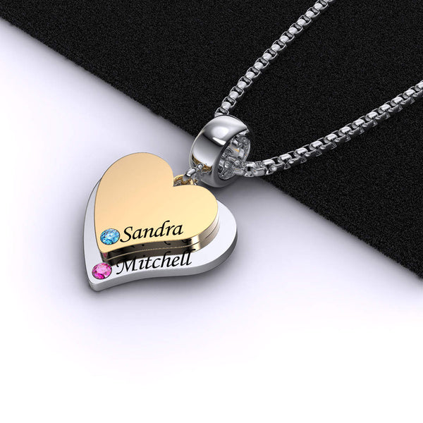 Personalized Dual Heart Gemstone Necklace